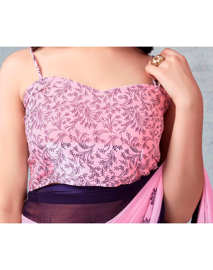 Light Pink Georgette Printed  Saree