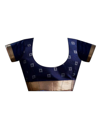 Dark Blue Silk Printed  Saree