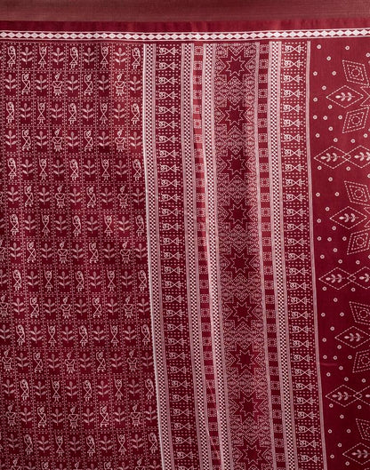 Maroon Silk Printed  Saree