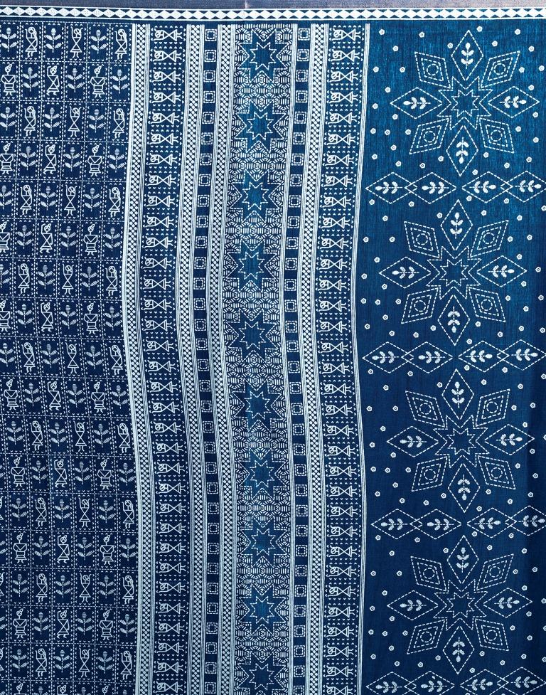 Blue Silk Printed  Saree