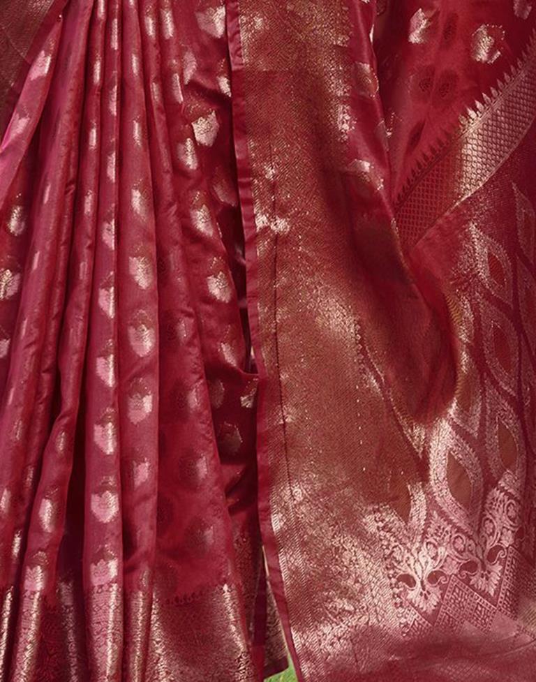 Red Organza Plain Saree