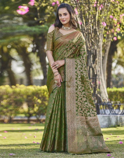 Green Organza Plain Saree