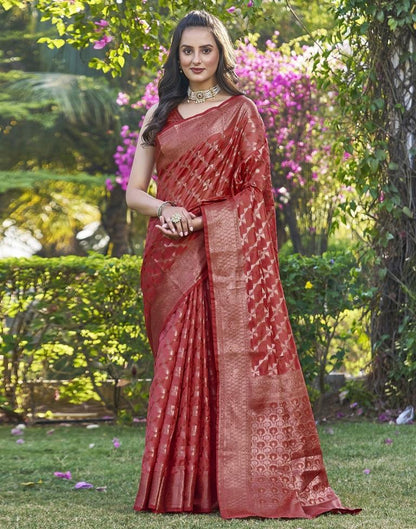 Pink Organza Plain Saree