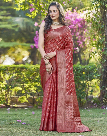 Pink Organza Plain Saree