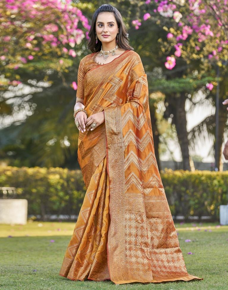 Turmeric Organza Plain Saree