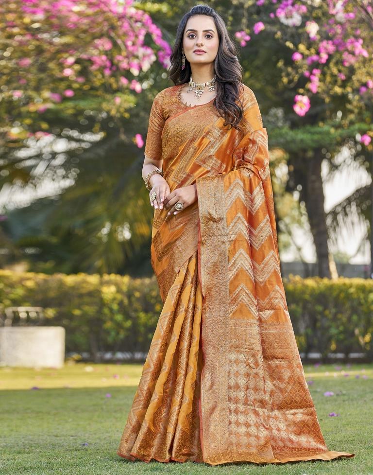 Turmeric Organza Plain Saree