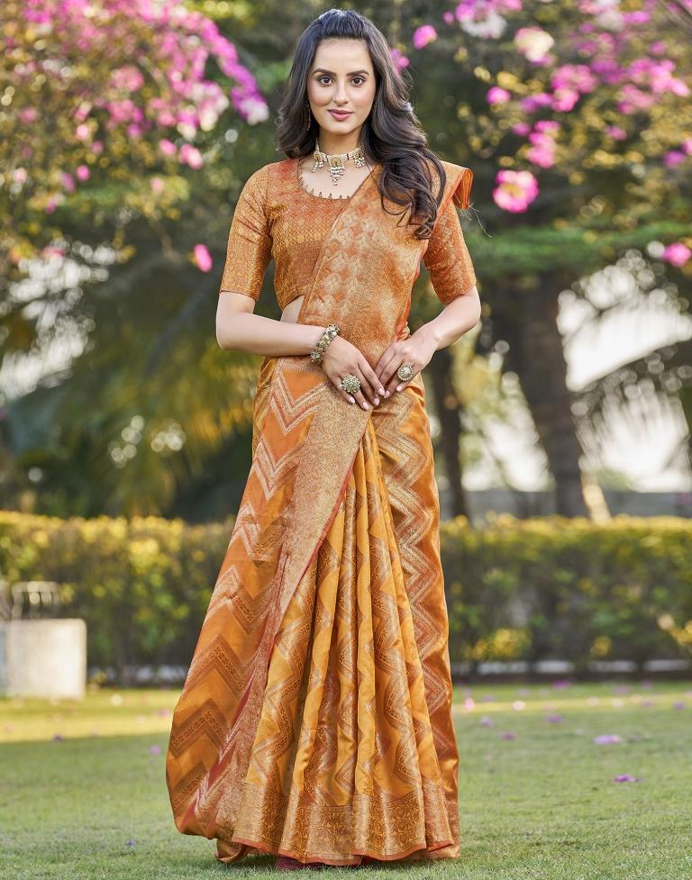 Turmeric Organza Plain Saree