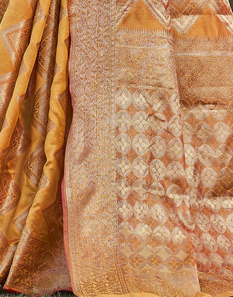 Turmeric Organza Plain Saree