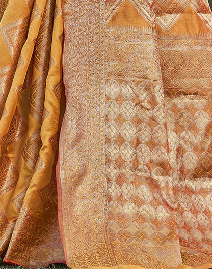 Turmeric Organza Plain Saree