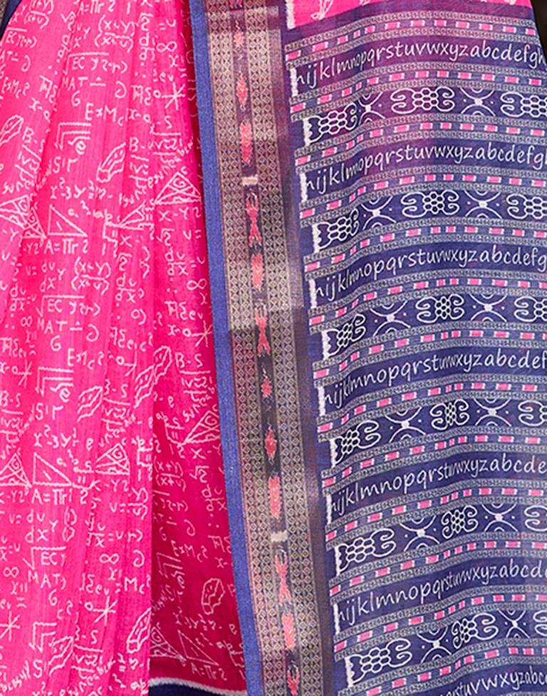 Pink Linen Printed  Saree