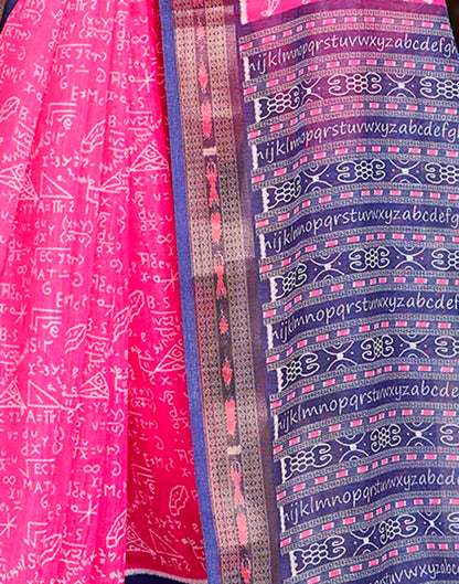 Pink Linen Printed  Saree