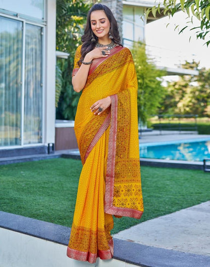 Turmeric Georgette Printed Saree