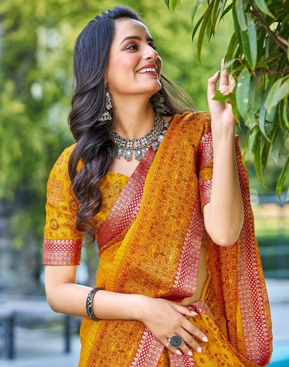 Turmeric Georgette Printed Saree