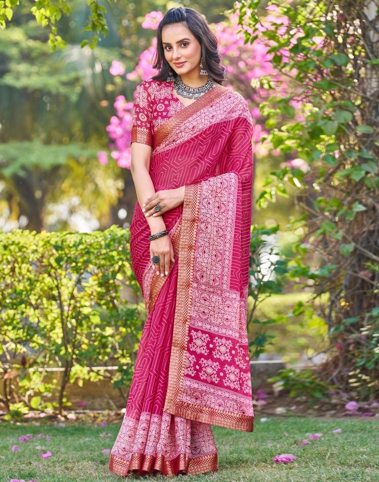 Pink Georgette Printed Saree