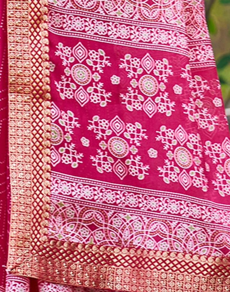 Pink Georgette Printed Saree