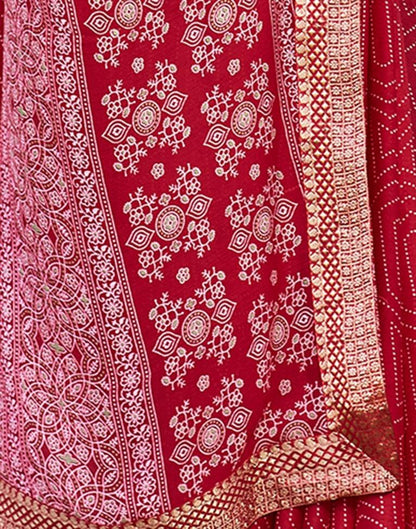 Dark Red Georgette Printed Saree