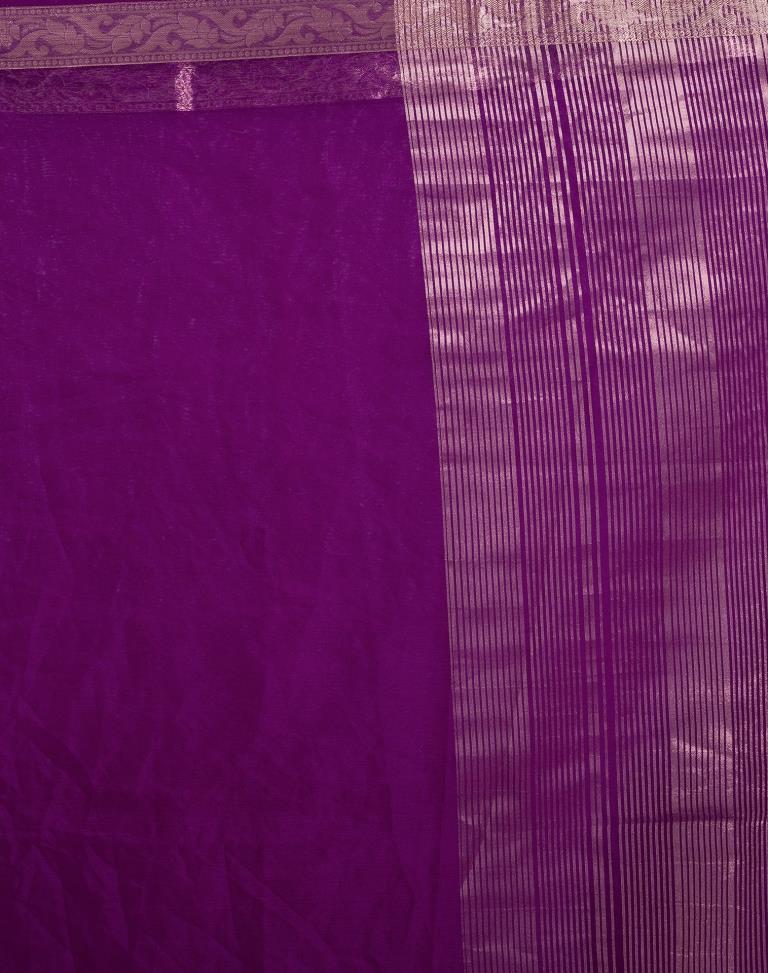 Dark Magenta Organza Plain Saree