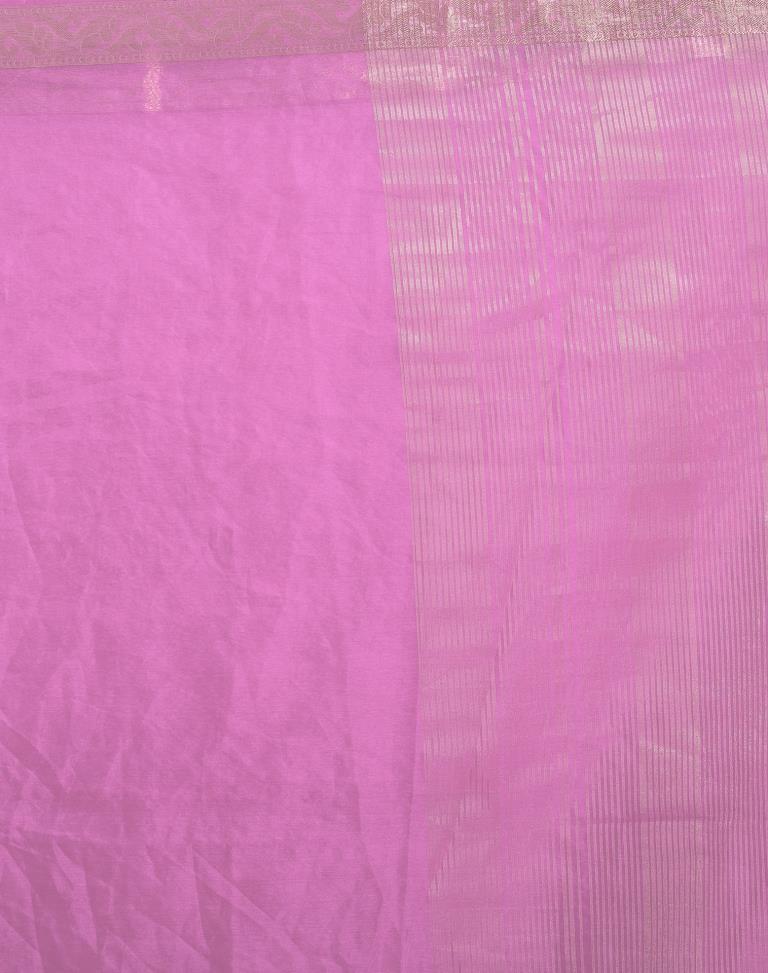 Light Pink Organza Plain Saree