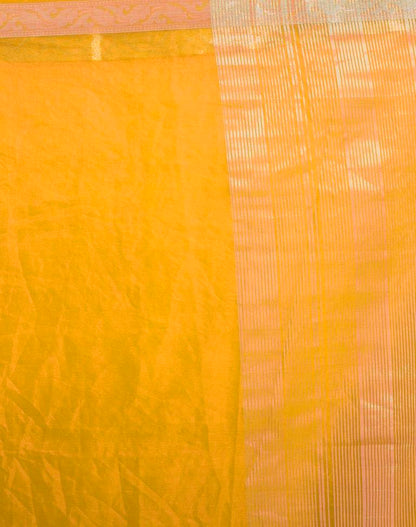 Yellow Organza Plain Saree