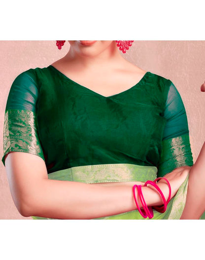 Dark Green Organza Plain Saree