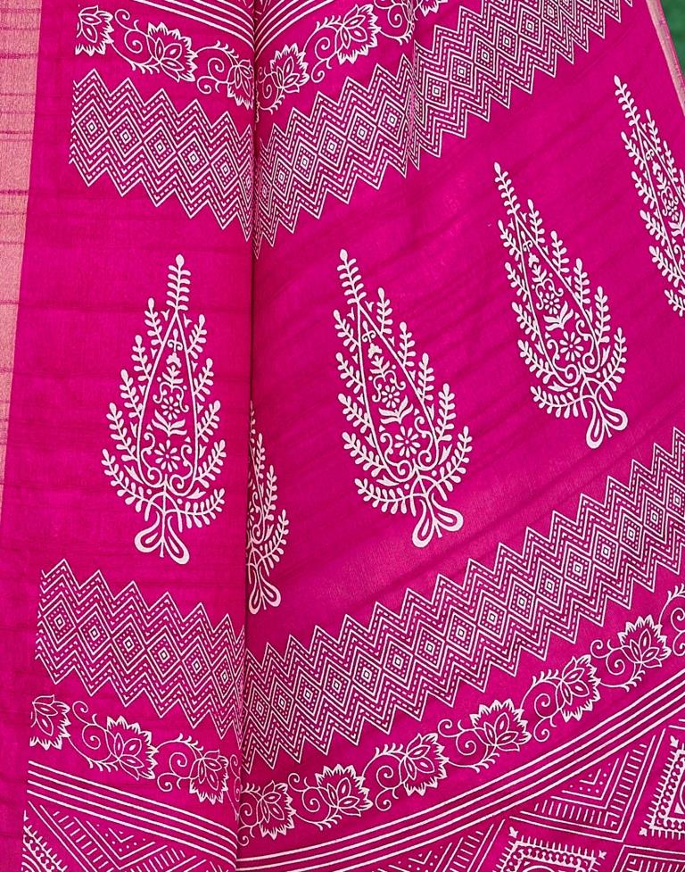 Pink Silk Printed Saree