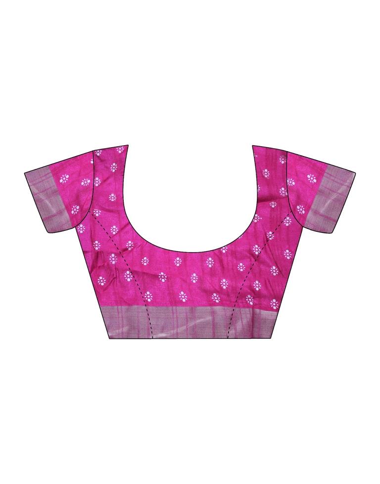 Pink Silk Printed Saree