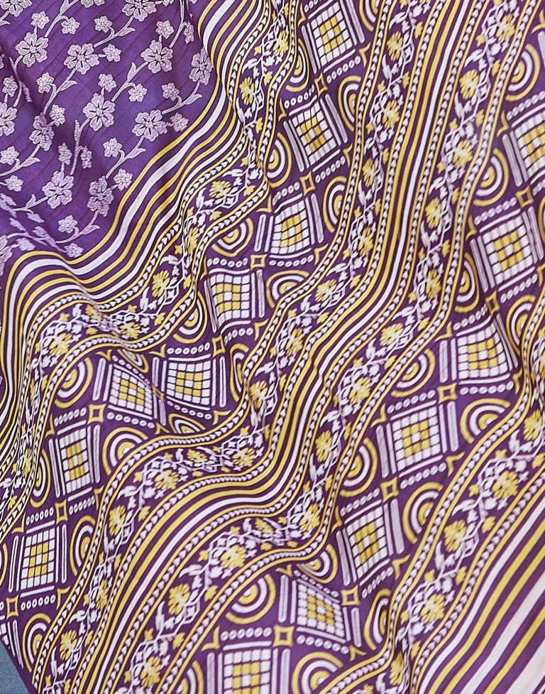 Violet Silk Printed Saree