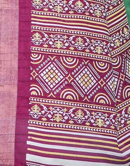 Wine Silk Printed Saree