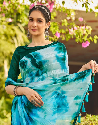 Light Blue Georgette Printed Saree