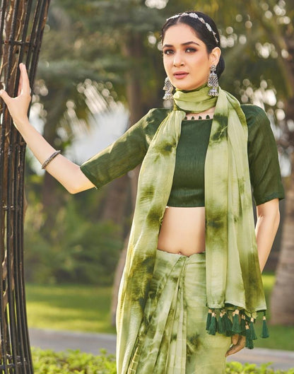 Pista Green Georgette Printed Saree