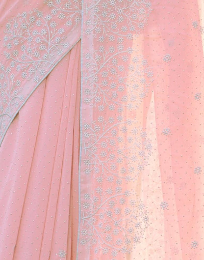 Light Pink Georgette Embroidery Saree