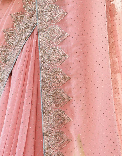 Light Pink Georgette Embroidery Saree