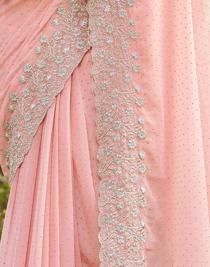 Light Pink Georgette Embroidery Saree