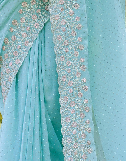 Light Blue Georgette Embroidery Saree