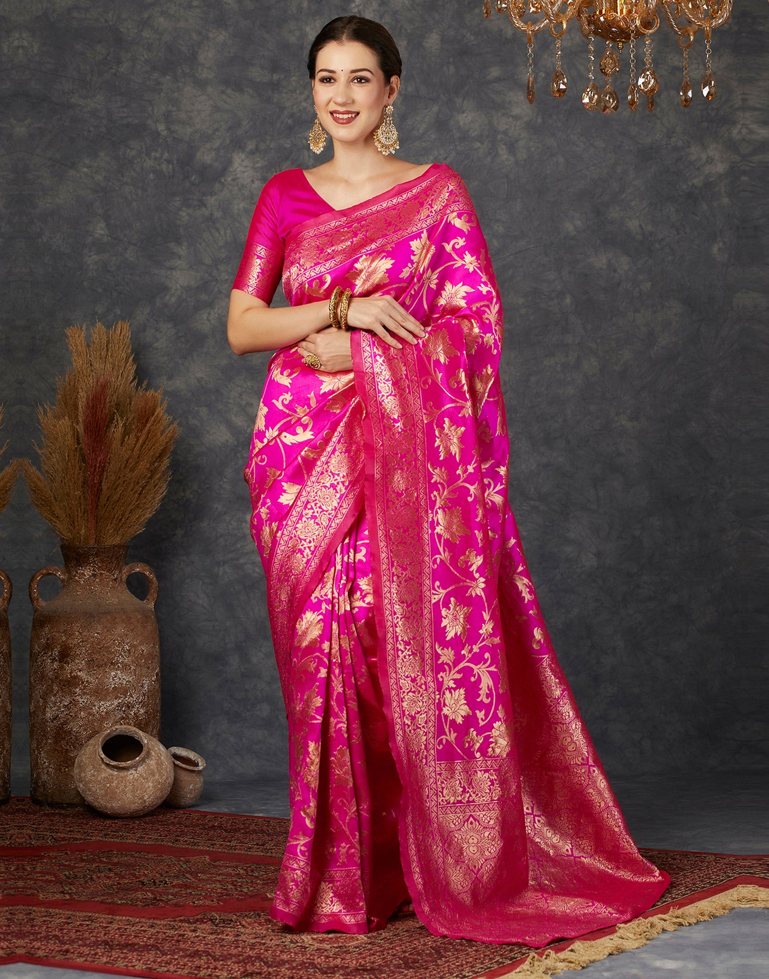 Pink Banarasi Silk Saree