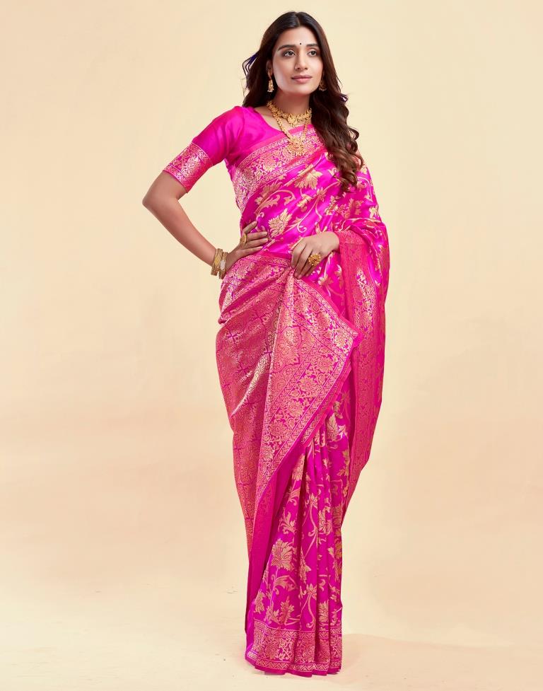 Pink Banarasi Silk Saree