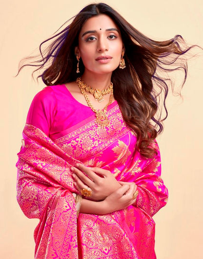 Pink Banarasi Silk Saree