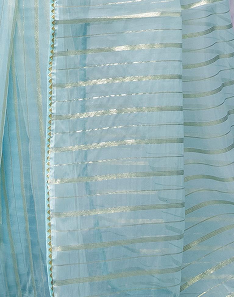 Sky Blue Organza Plain Saree