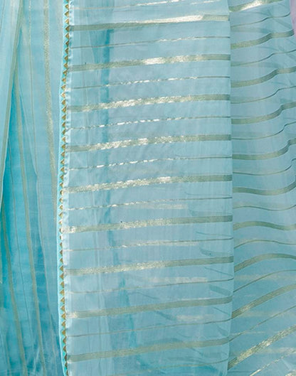 Sky Blue Organza Plain Saree