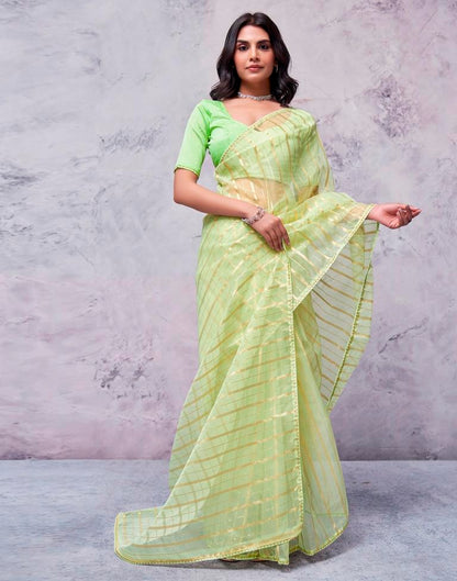 Light Green Organza Plain Saree