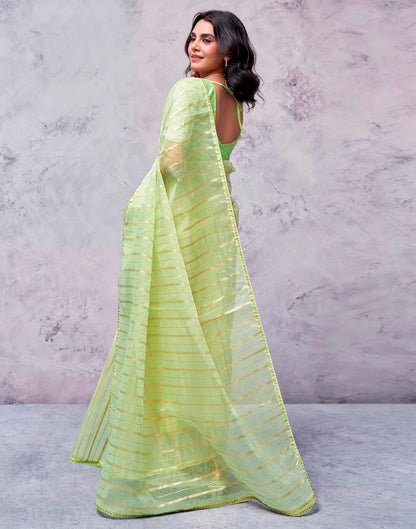 Light Green Organza Plain Saree