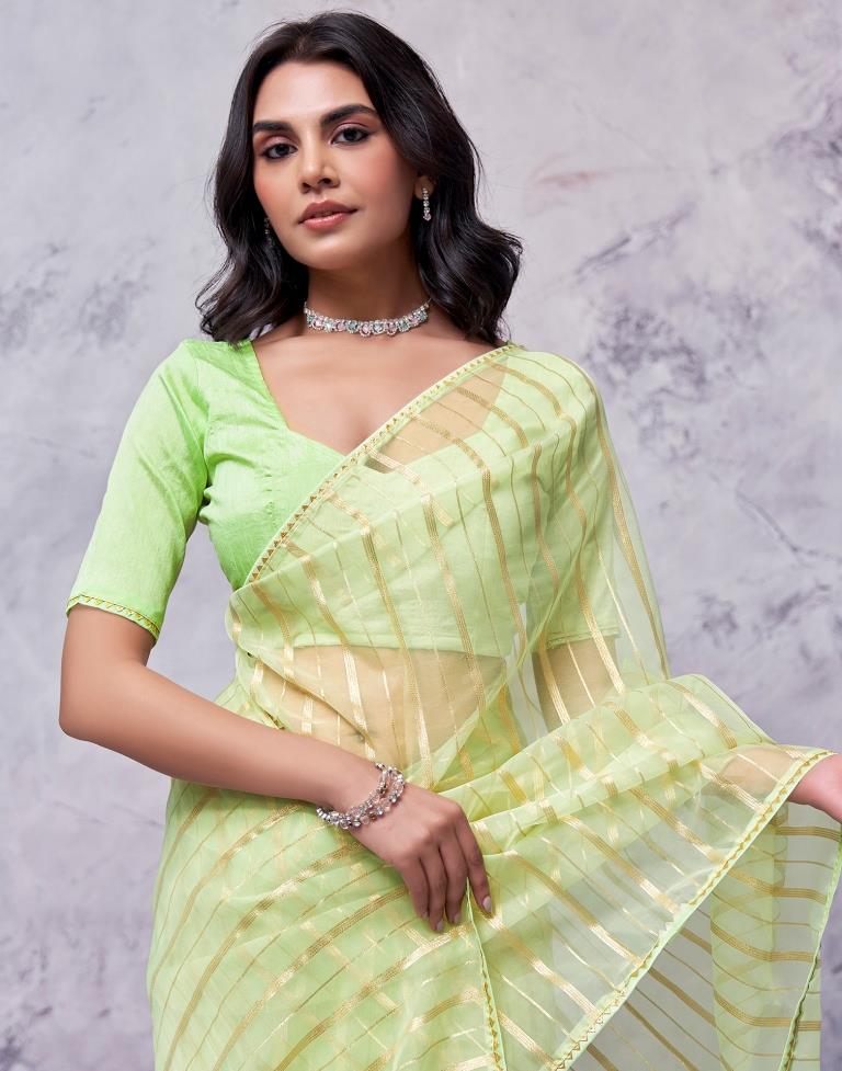 Light Green Organza Plain Saree