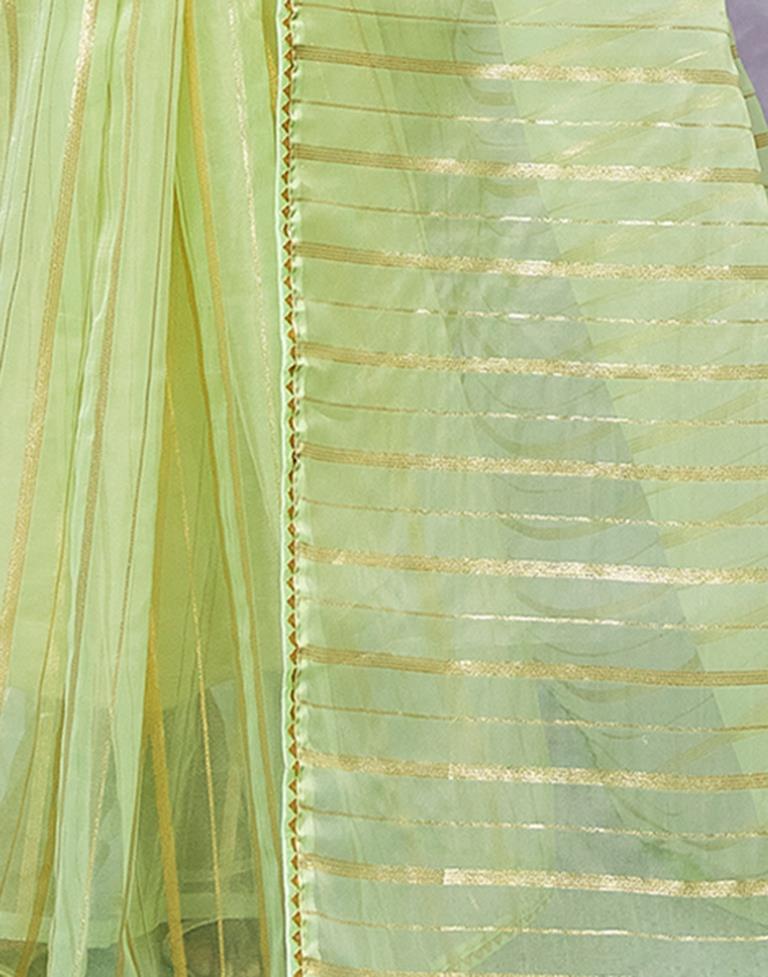 Light Green Organza Plain Saree