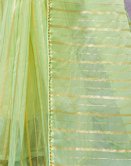 Light Green Organza Plain Saree