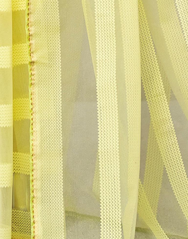 Light Yellow Organza Plain Saree