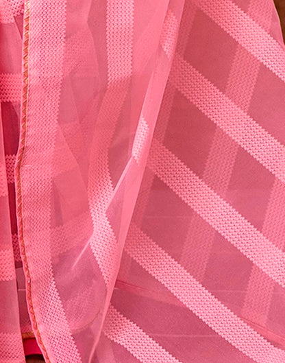 Light Pink Organza Plain Saree