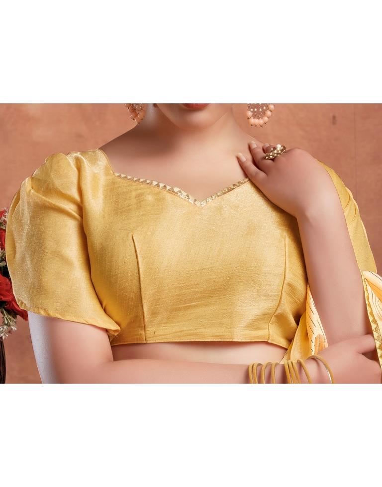 Light Yellow Organza Plain Saree