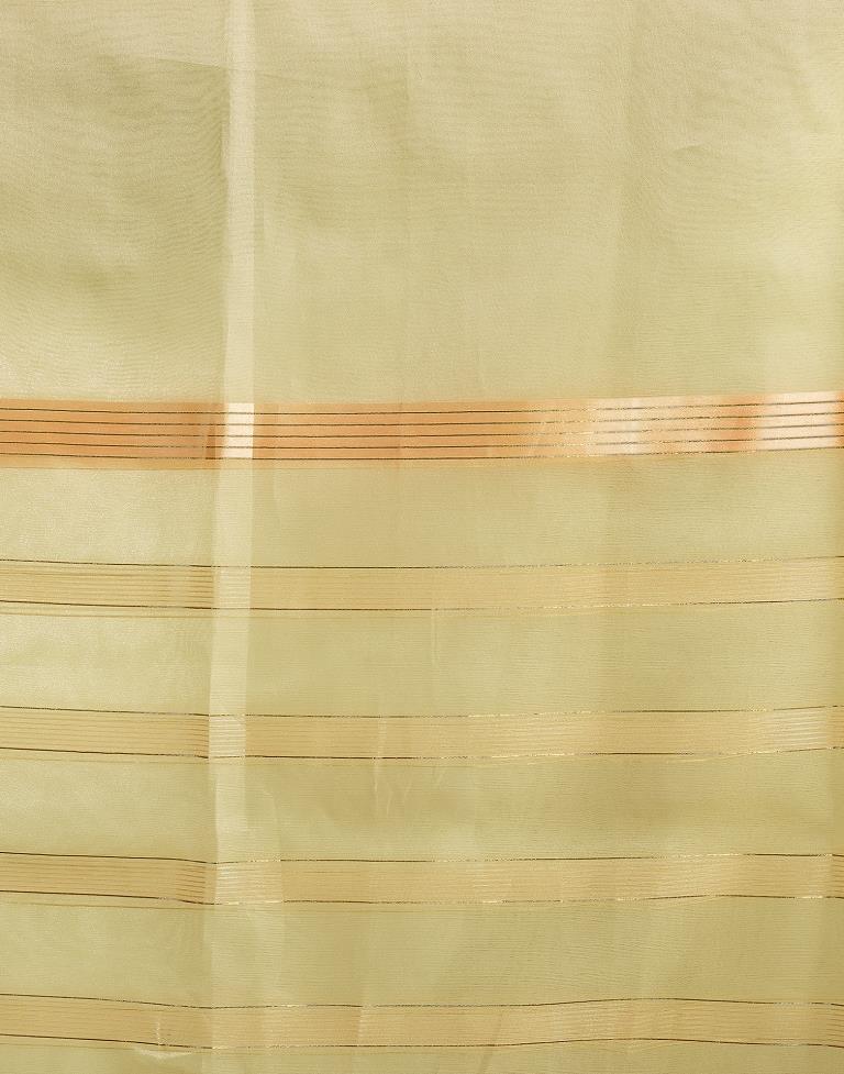 Light Yellow Organza Plain Saree