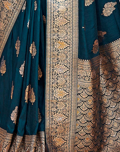 Rama Blue Silk Woven Saree