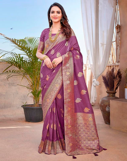 Mauve Silk Woven Saree